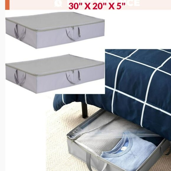 Amazon Basics Gray Underbed Storage Bag Organizer - 2 Pack BNIB - Picture 1 of 5